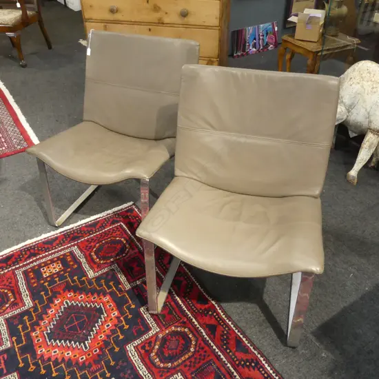 PR MODERN GREY LEATHER CHAIRS