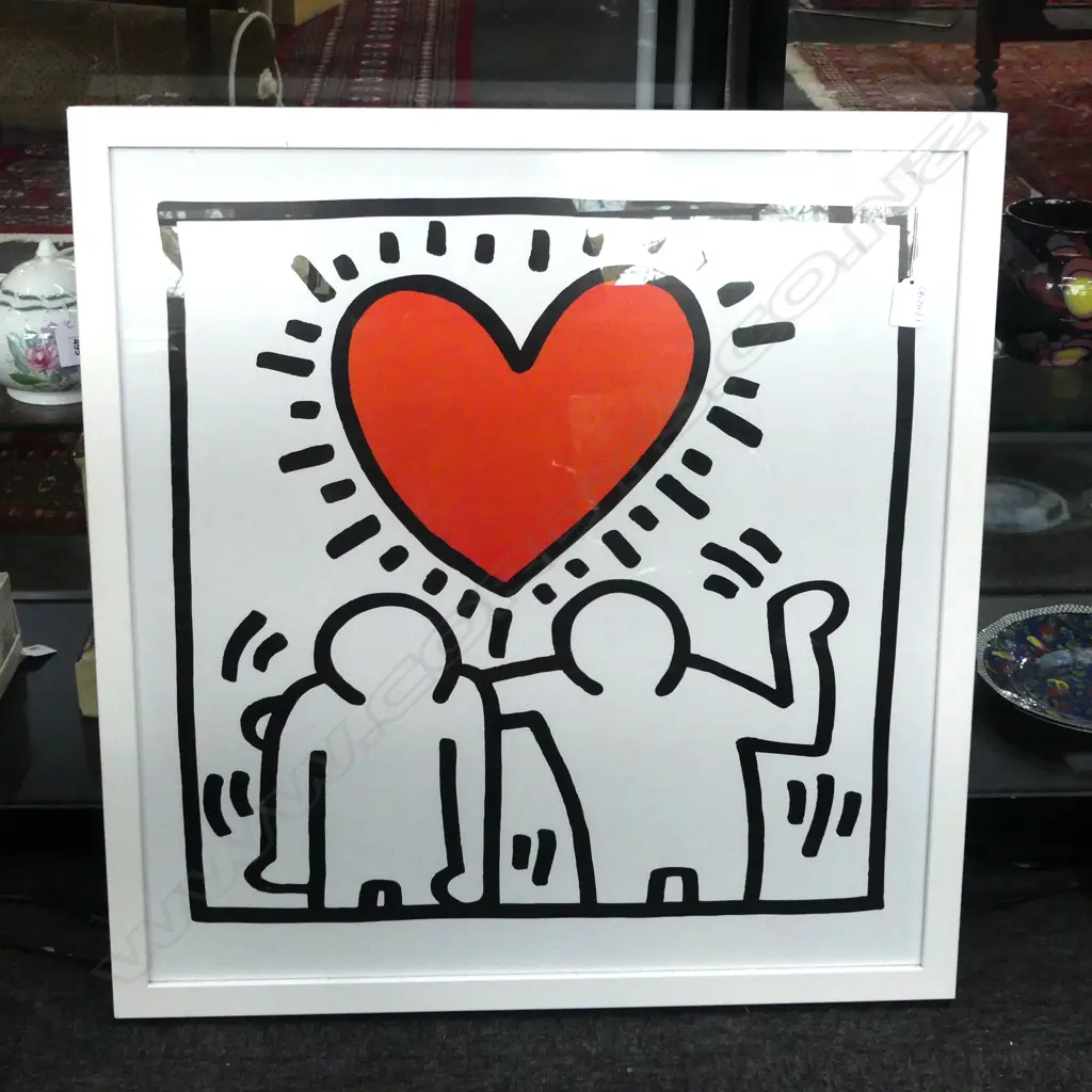 KEITH HARING HEART PRINT 625x595mm Image 1++