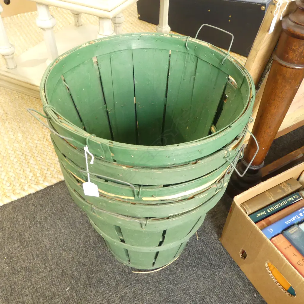 5 GREEN PAINTED BUCKETS H.325mm, 365mm dia Image 1++