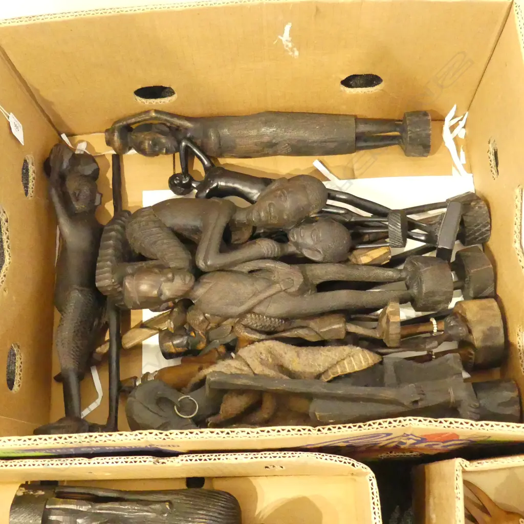 COLLECTION OF 14 AFRICAN WOOD CARVINGS Image 1++