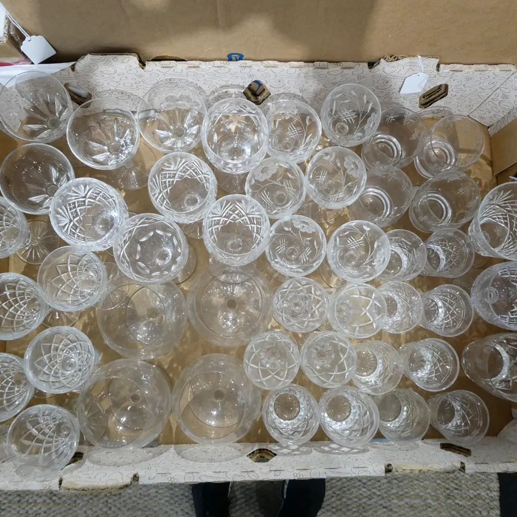QUANTITY OF ASST. CUT CRYSTAL GLASSES STUART, WEBB CORBETT ETC Image 1++