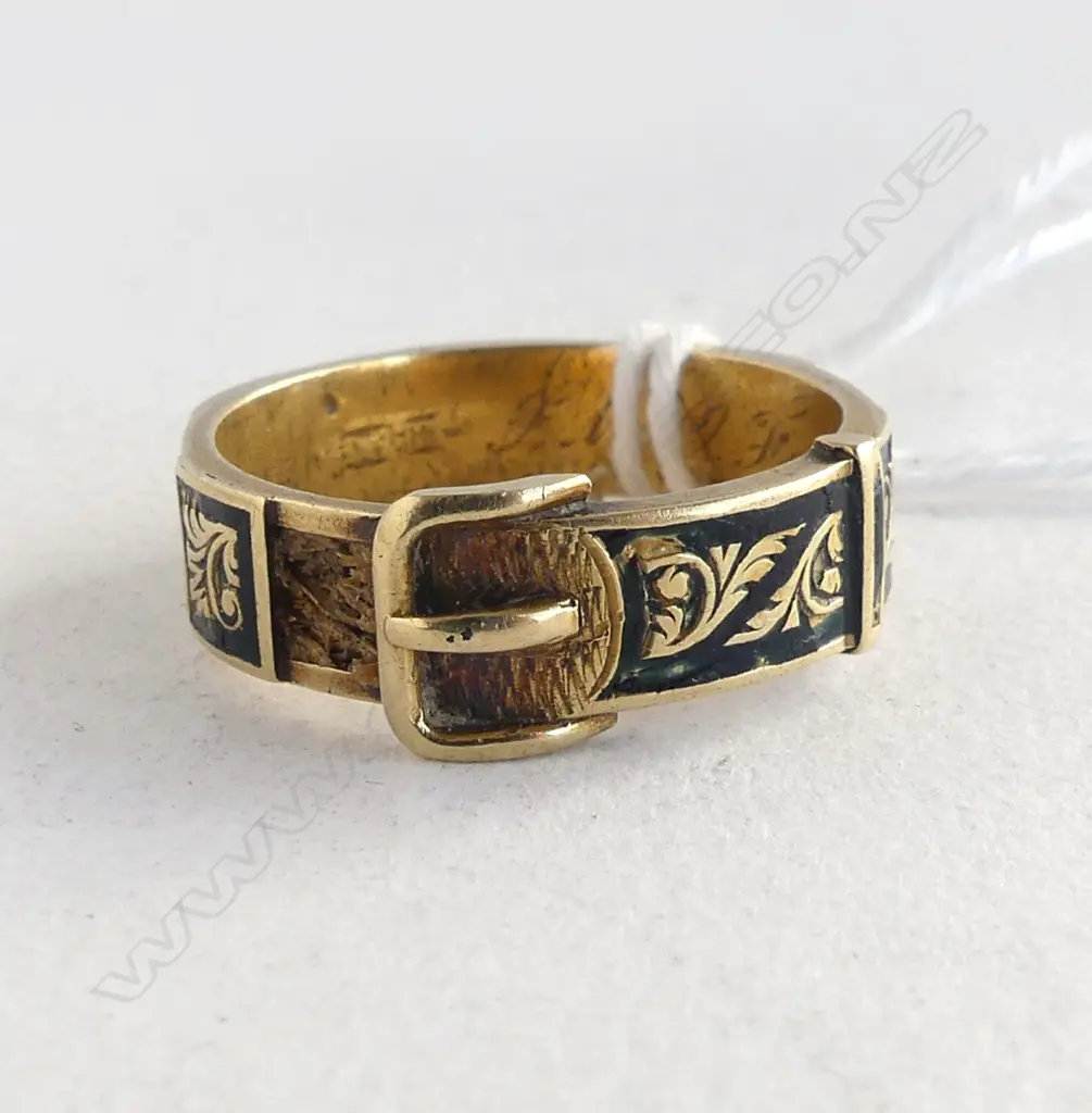 15CT MOURNING RING (FAULTS) 3.1gms SIZE P Image 1++