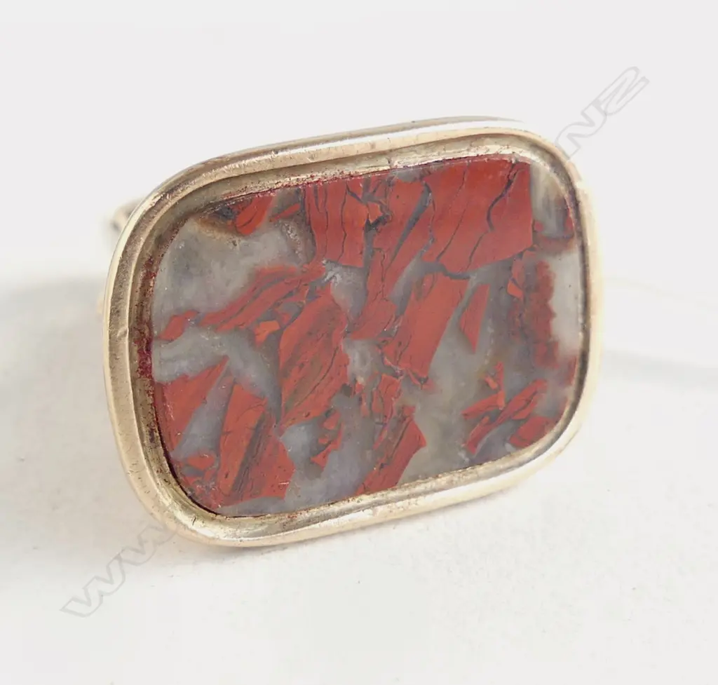 **RTV** ROLLED ROSE GOLD SEAL WITH RED//CLEAR AGATE STONE H.35mm Image 1++