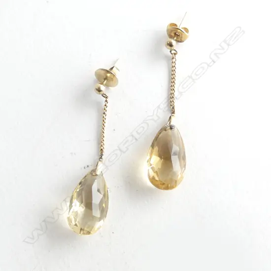 PR GOLD & CITRINE DROP EARRINGS