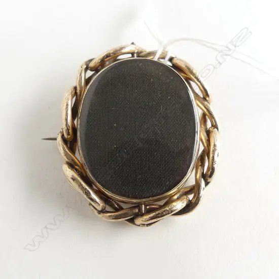 VICTORIAN MOURNING BROOCH - DOUBLE SIDED 45x50mm