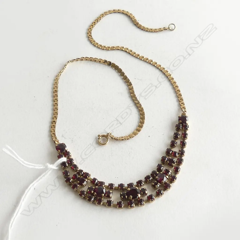 8CT BOHEMIAN GARNET NECKLACE L.425mm 13.0gms Image 1++