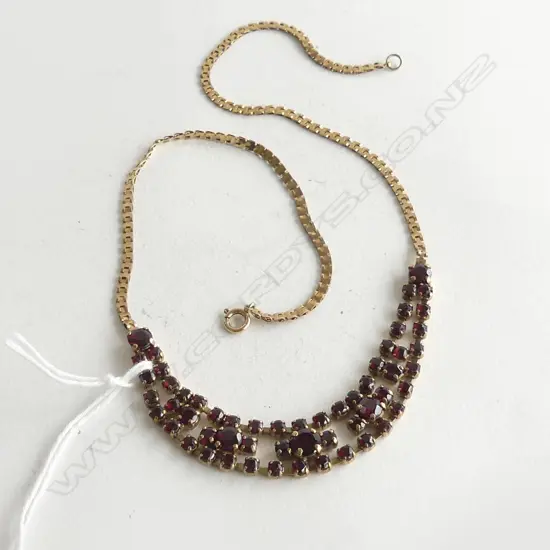 8CT BOHEMIAN GARNET NECKLACE L.425mm 13.0gms
