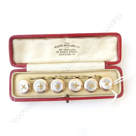 CASED SET OF SIX MOP BUTTONS, REGENT ST, LONDON