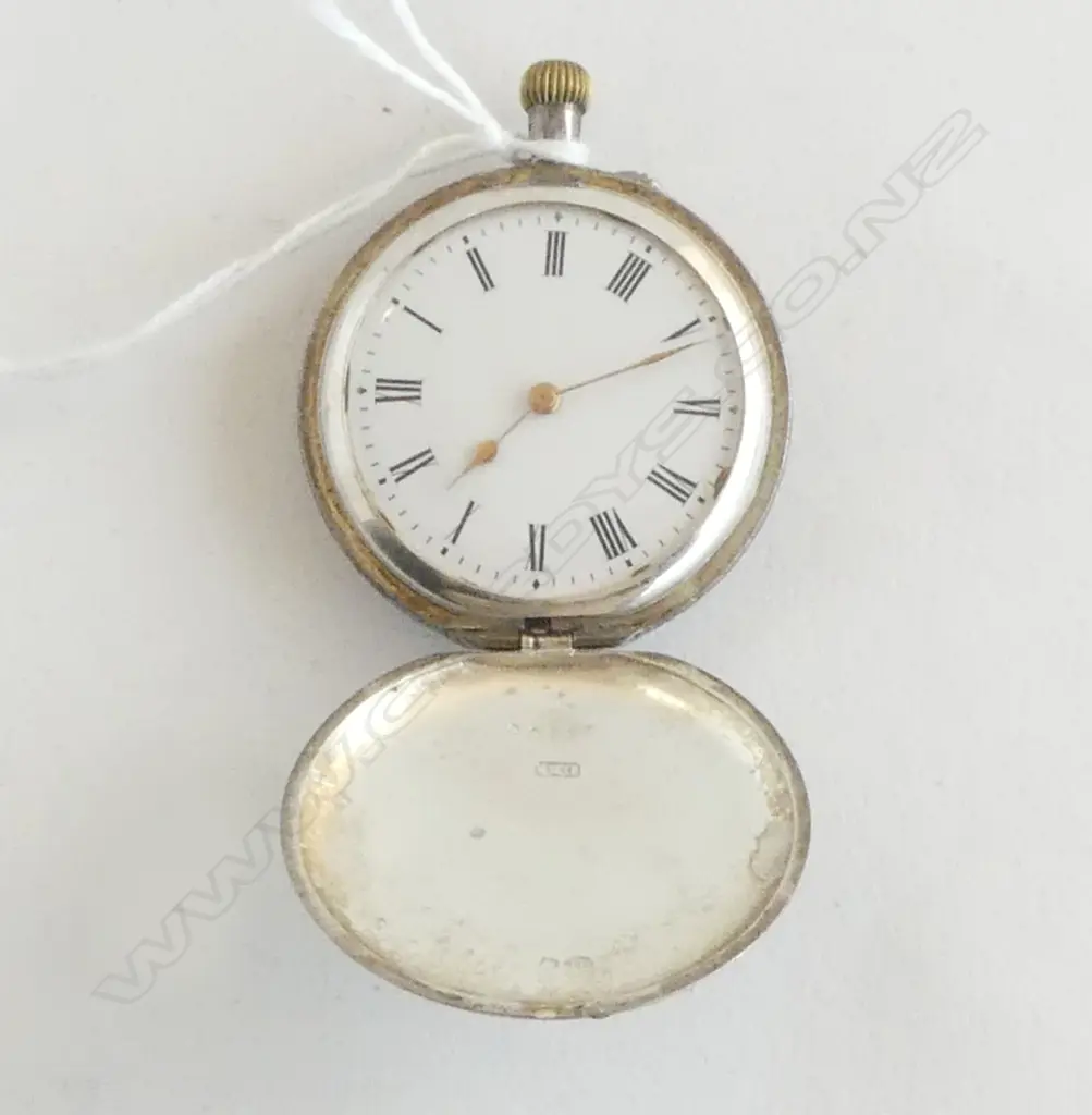 925 SILVER CASED POCKET WATCH Dia.400mm FAULTS Image 1++