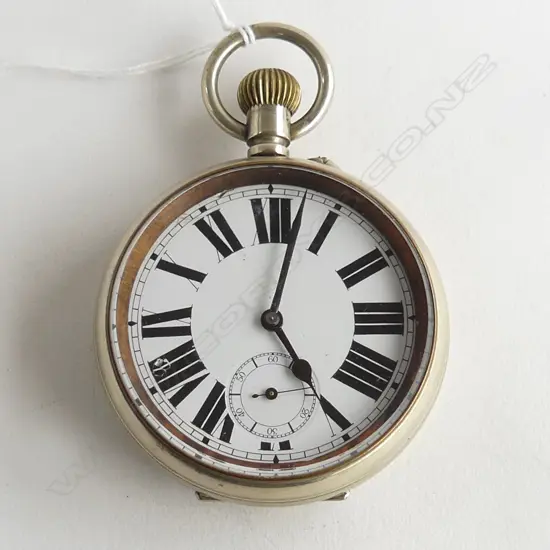 VINTAGE LGE OPEN FACE POCKET WATCH Railway type running