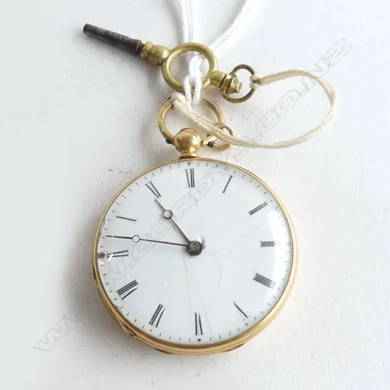 18ct GOLD 19thC EUROPEAN POCKET WATCH small/mid size. Key wind.24.6gms.