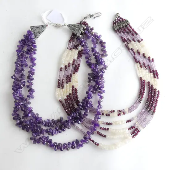2 MULTI STRAND GEMSTONE NECKLACES 