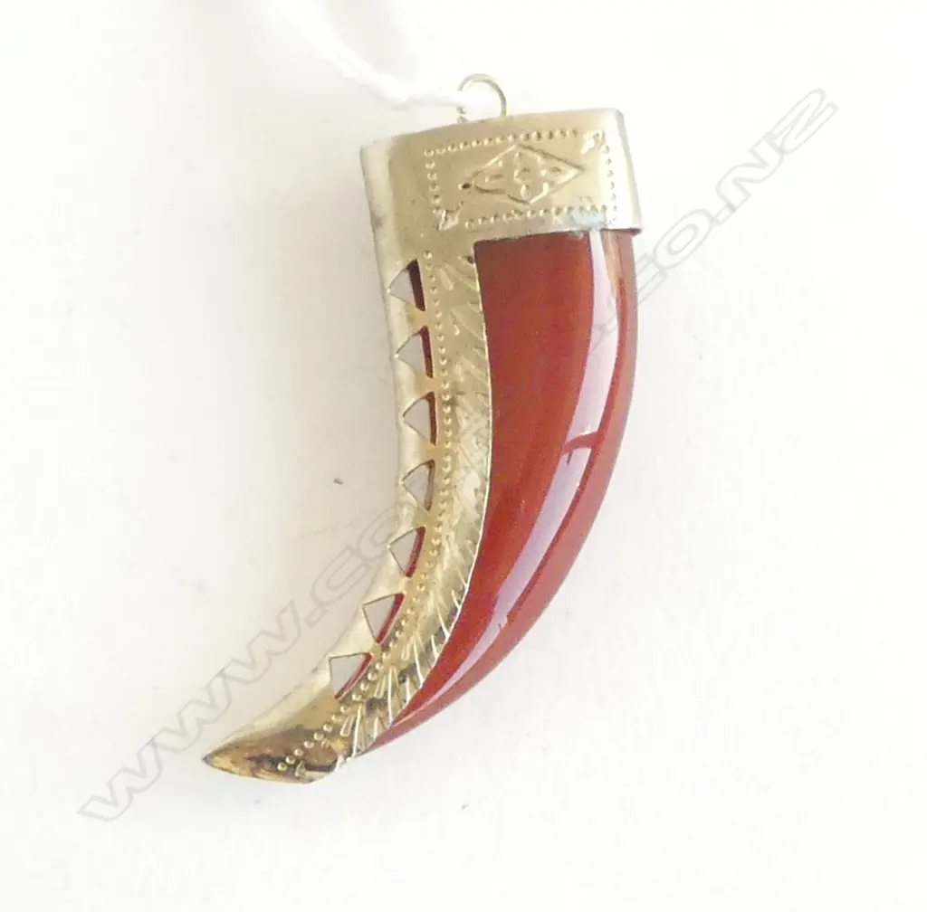 POLISHED STONE TOOTH PENDANT L.50mm Image 1++