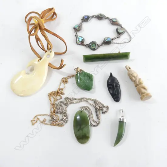 COLLECTION 6 PC POUNAMU PAUA & BONE SILVER JEWELLERY