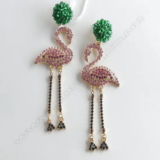PR LG COSTUME FLAMINGO EARRINGS