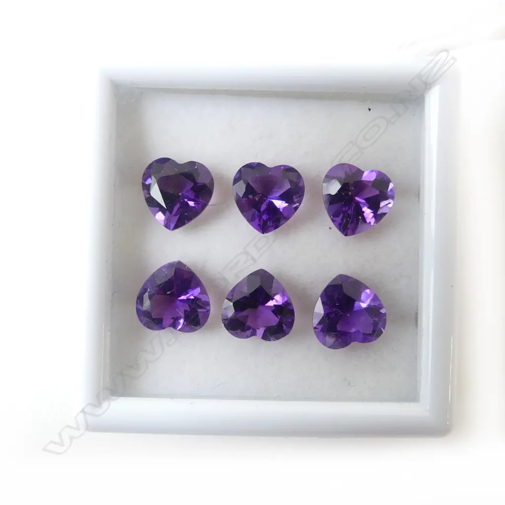 AMETHYST HEARTS 8.0mm 6X PIECES = 9.53ctsCTS Image 1++