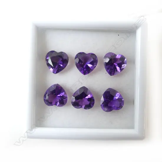 AMETHYST HEARTS 8.0mm 6X PIECES = 9.53ctsCTS