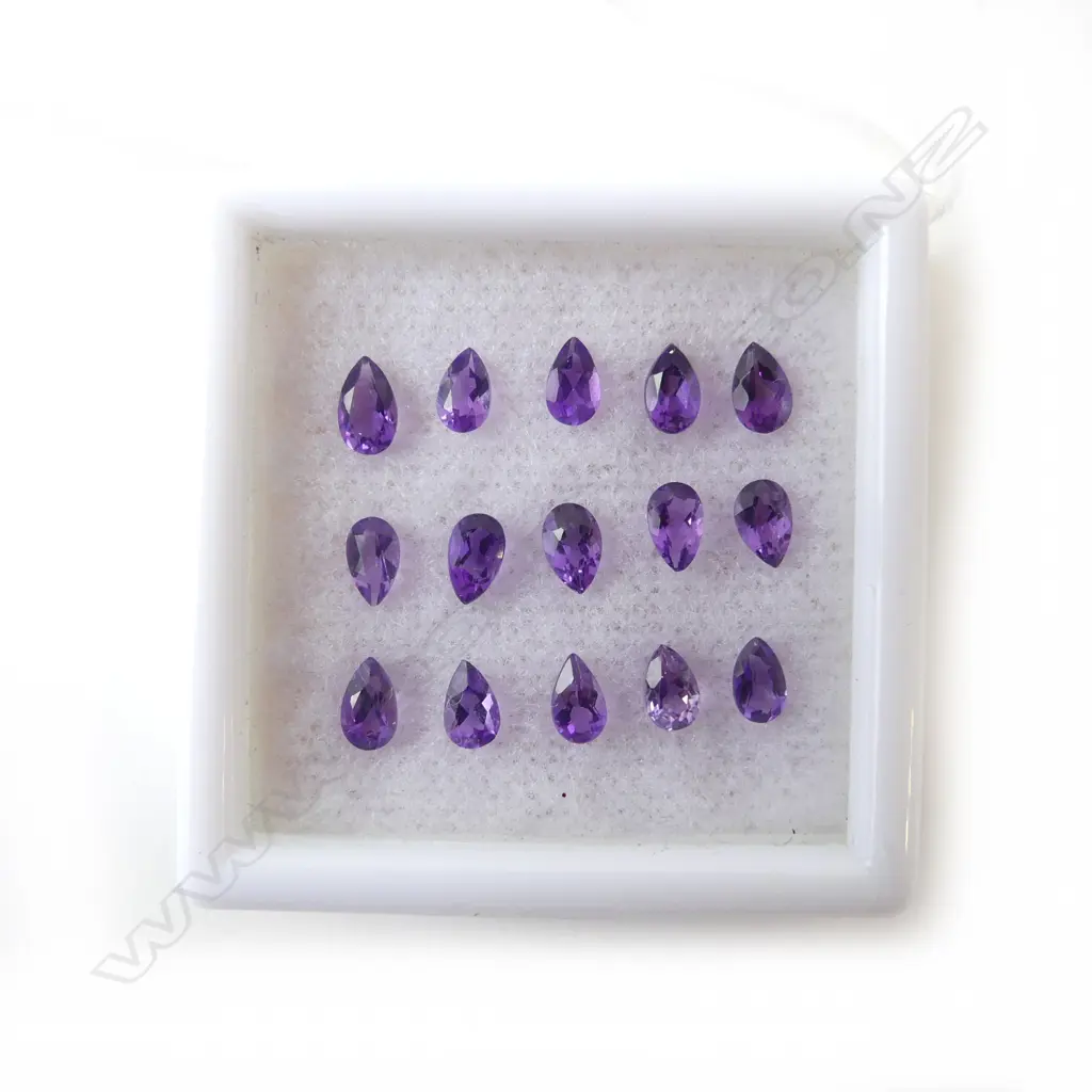 AMETHYST PEAR SHAPE 15X PIECES =  5 X 3 mm =2.98 CTS Image 1++