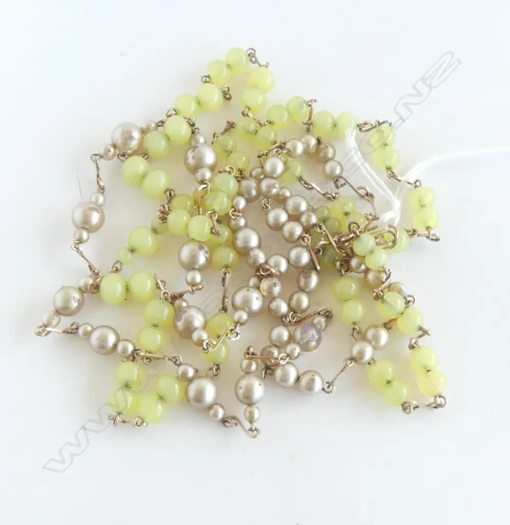 2 STRANDS BEADS, GLASS & FAUX PEARL w GOLD LINKS? Image 1++