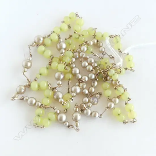 2 STRANDS BEADS, GLASS & FAUX PEARL w GOLD LINKS?