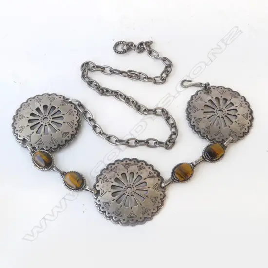 ETHNIC BELT w. TIGERS EYE STONE