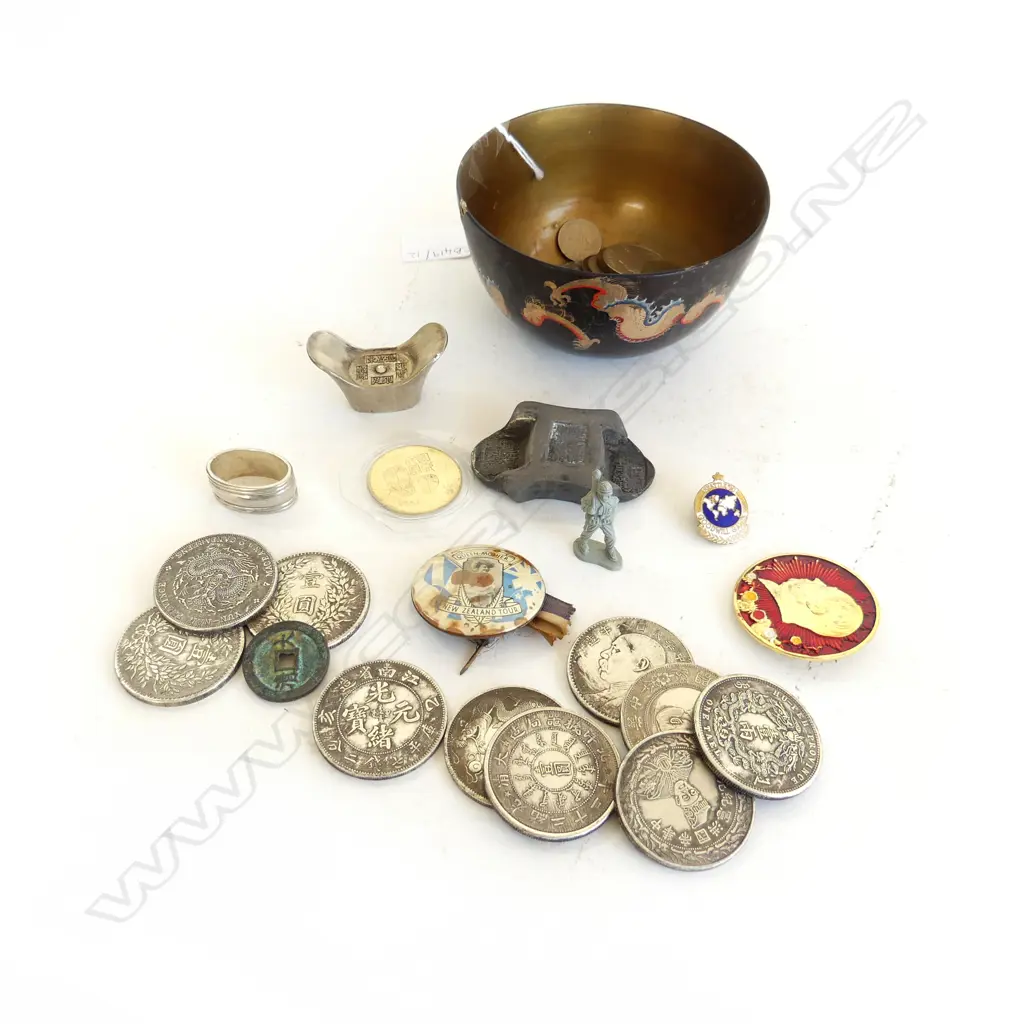ASST. ORIENTAL COINS IN BOWL (AF) 115mm dia Image 1++