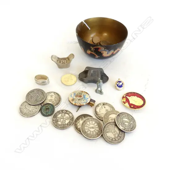 ASST. ORIENTAL COINS IN BOWL (AF) 115mm dia