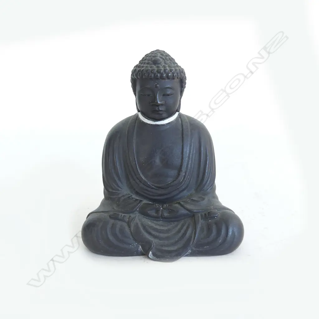 OLD SMALL BRONZE BUDDHA calligraphy to the base H.90mm Image 1++