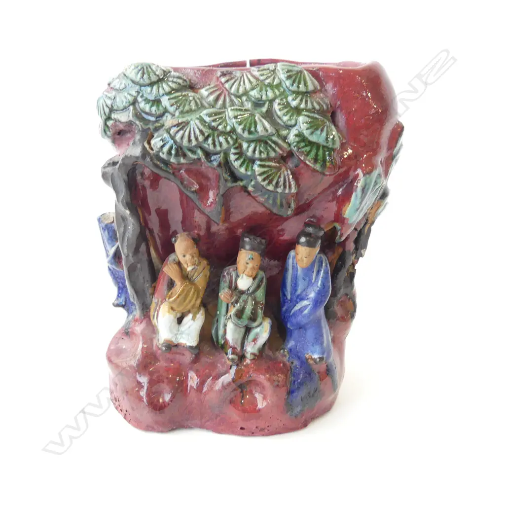 OLD SUMIDI GAWA ( IGERWARE) VASE WITH SUSPENSION HOLE & SOME LOSSES. H.170mm Image 1++