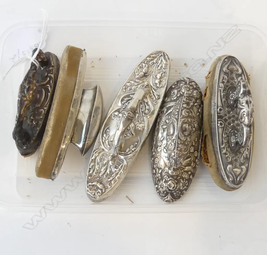 FIVE STG SILVER NAIL BUFFS CHESTER 1903, BIRMINGHAM 1907 ETC, L.70MM-115MM Image 1++
