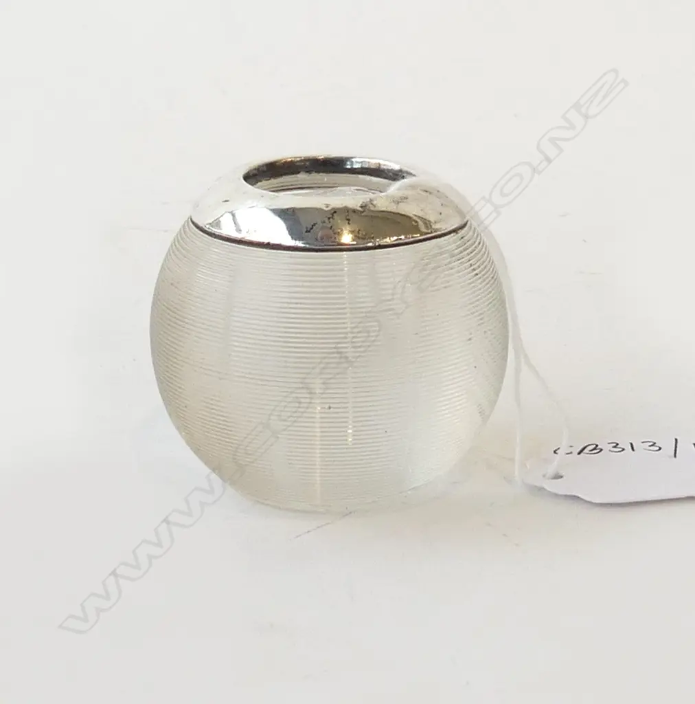 STG SILVER & RIBBED GLASS VESTA, BIRM 1900, H.45MM D.50MM Image 1++
