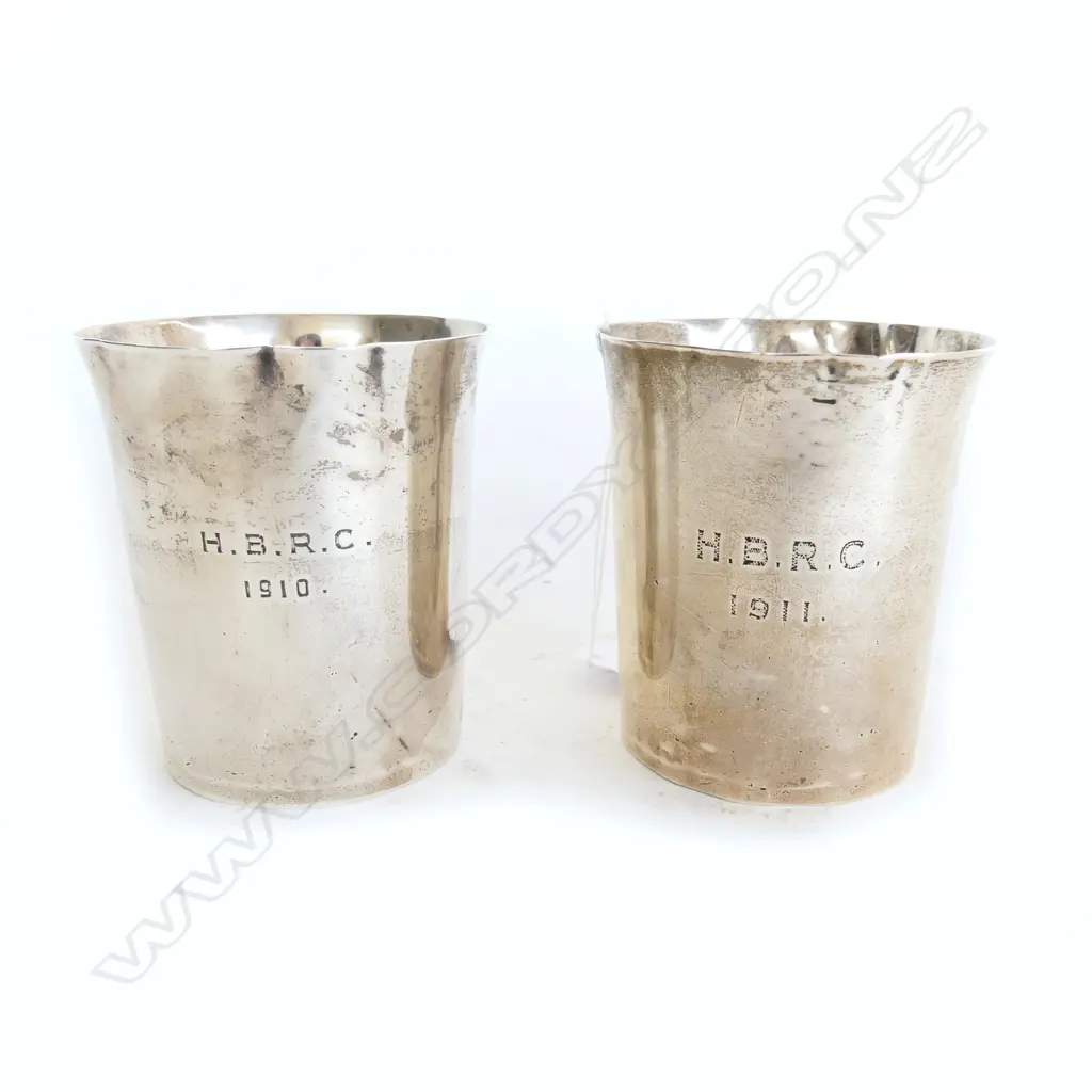 PR STG SILVER BEAKERS 'H.B.R.C 1910 / 1911' H.85mm 232gms Image 1++