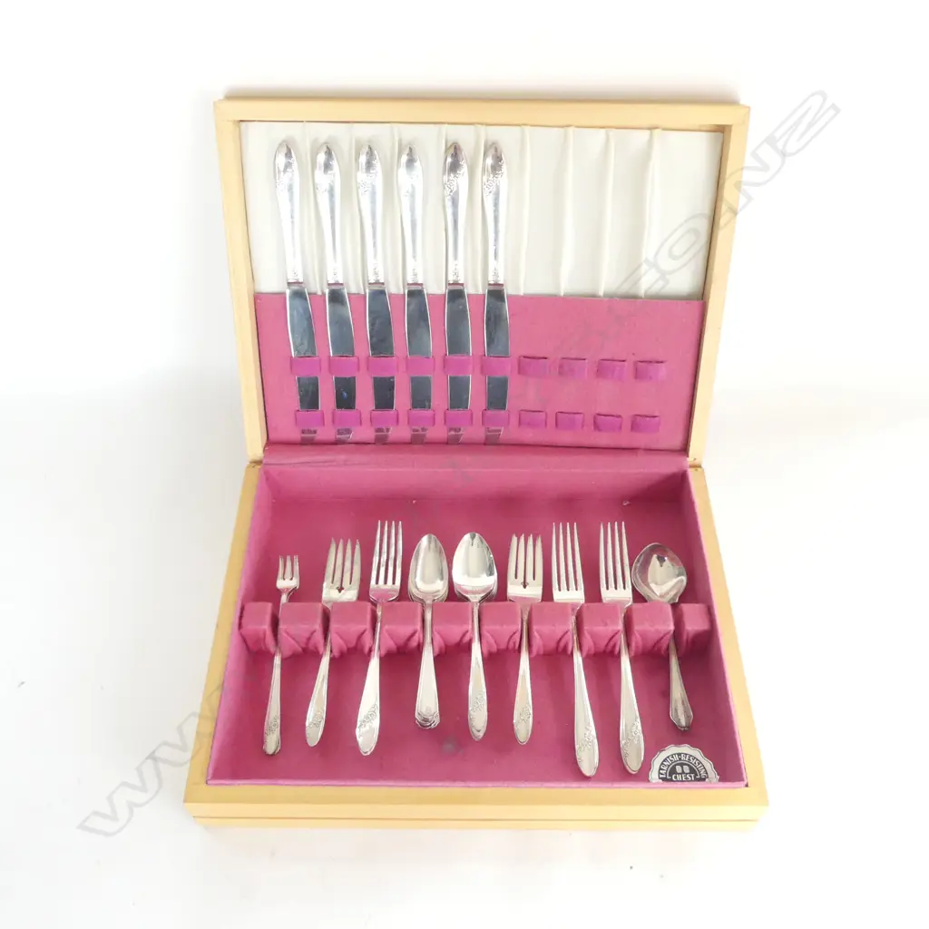 SIX PLATED BOXED CUTLERY SETS , SPOONS FISH SET & ONE IN WOODEN BOX.  Image 1++