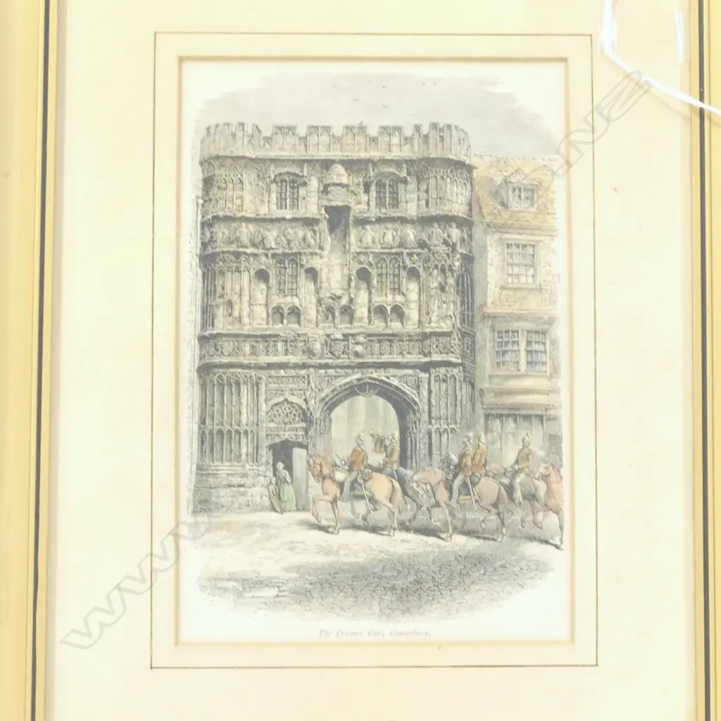 2 HAND COLOURED ETCHINGS, ETON & CANTERBURY 180x115mm Image 1++