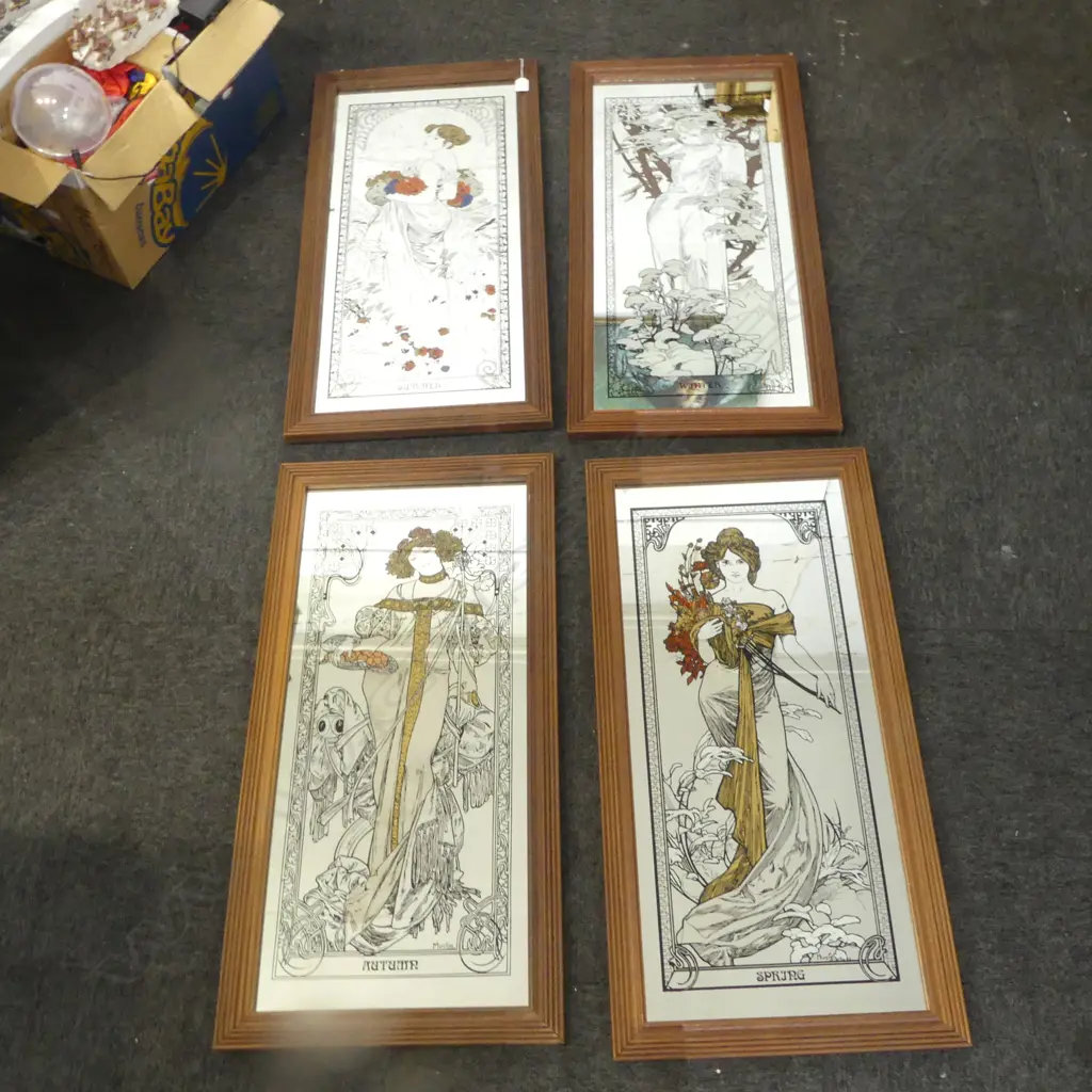ALPHONSE MUCHA FOUR SEASONS MIRRORS 865x435mm each Image 1++