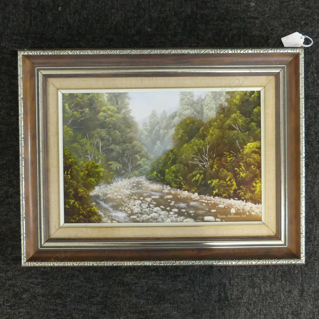 RUKA HUDSON 'UREWERA CREEK' OIL ON BOARD '83 205x315mm Image 1++