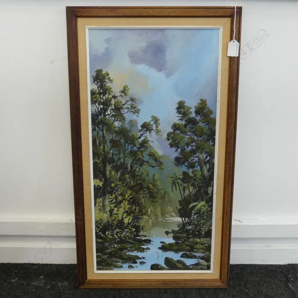 F. R. LUCKMAN, BUSH LANDSCAPE, OIL ON BOARD 600x290mm Image 1++