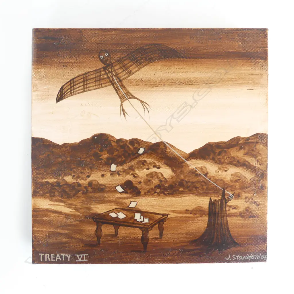 JOHN STANIFORD 'TREATY VI' ACRYLIC ON CANVAS, 250 x 250mm Image 1++