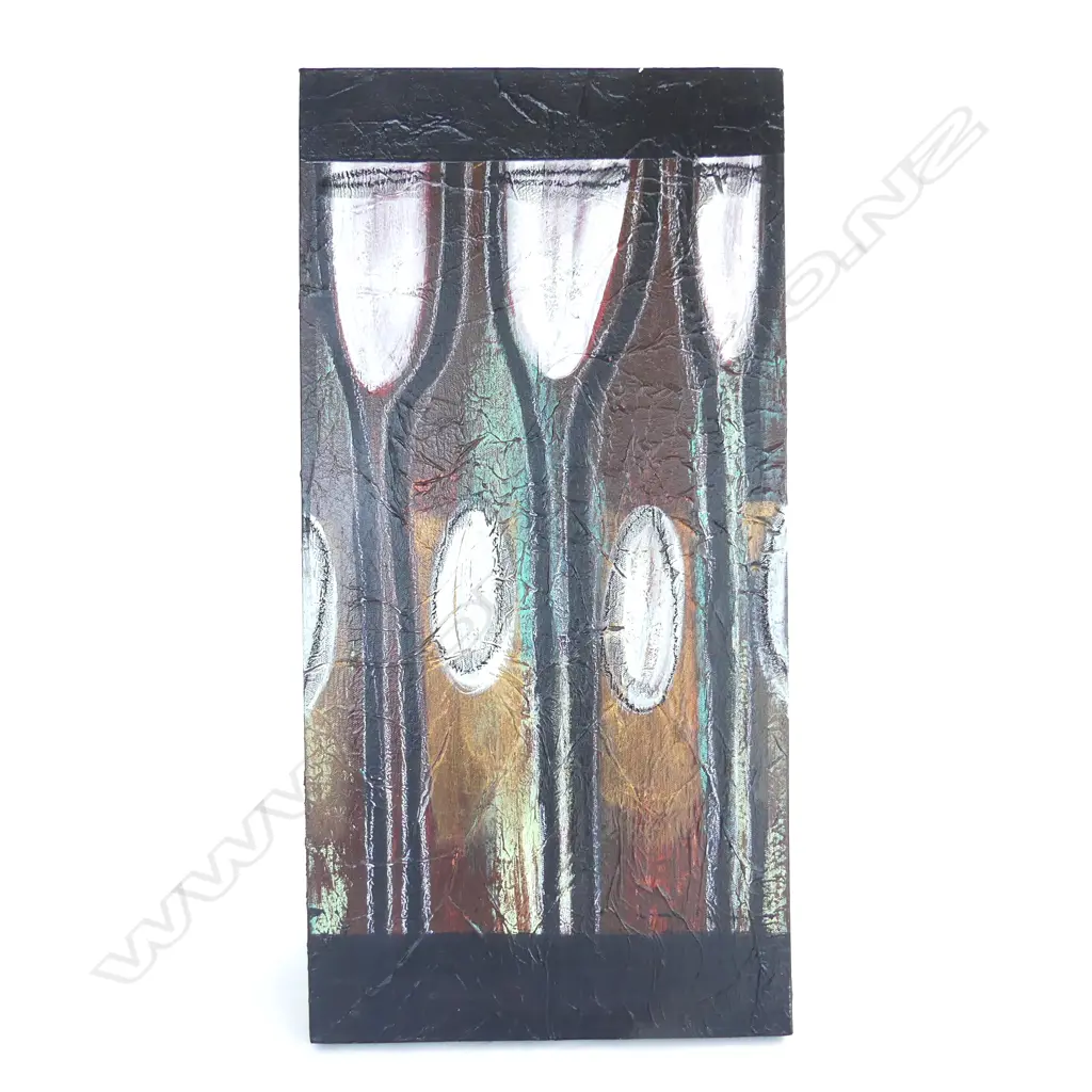 LISA MATTHYS 'THE WINEMAKER'S RESERVE', ACRYLIC ON CANVAS, info verso, 300 x 610mm Image 1++