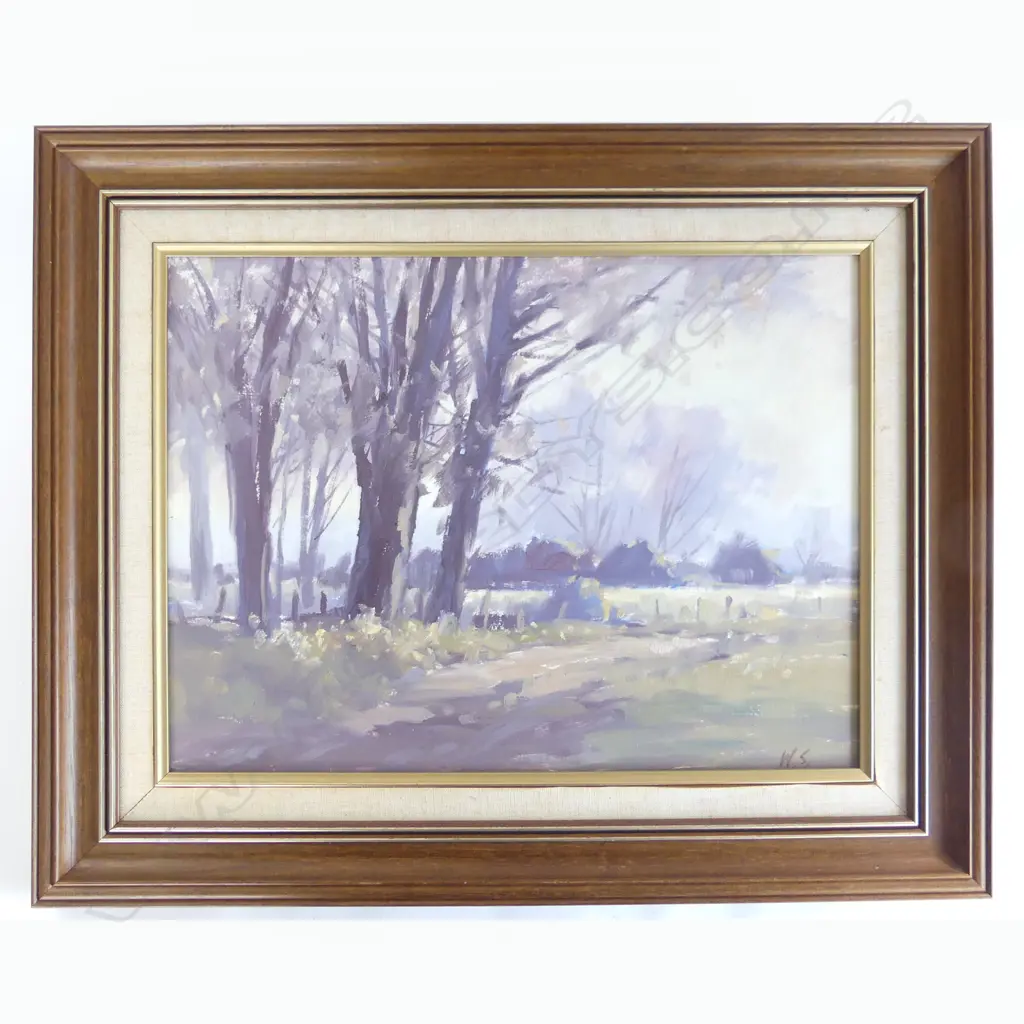 WAYNE SINCLAIR OIL RURAL SCENE WITH TREES initialled 290 nx 390mm Image 1++