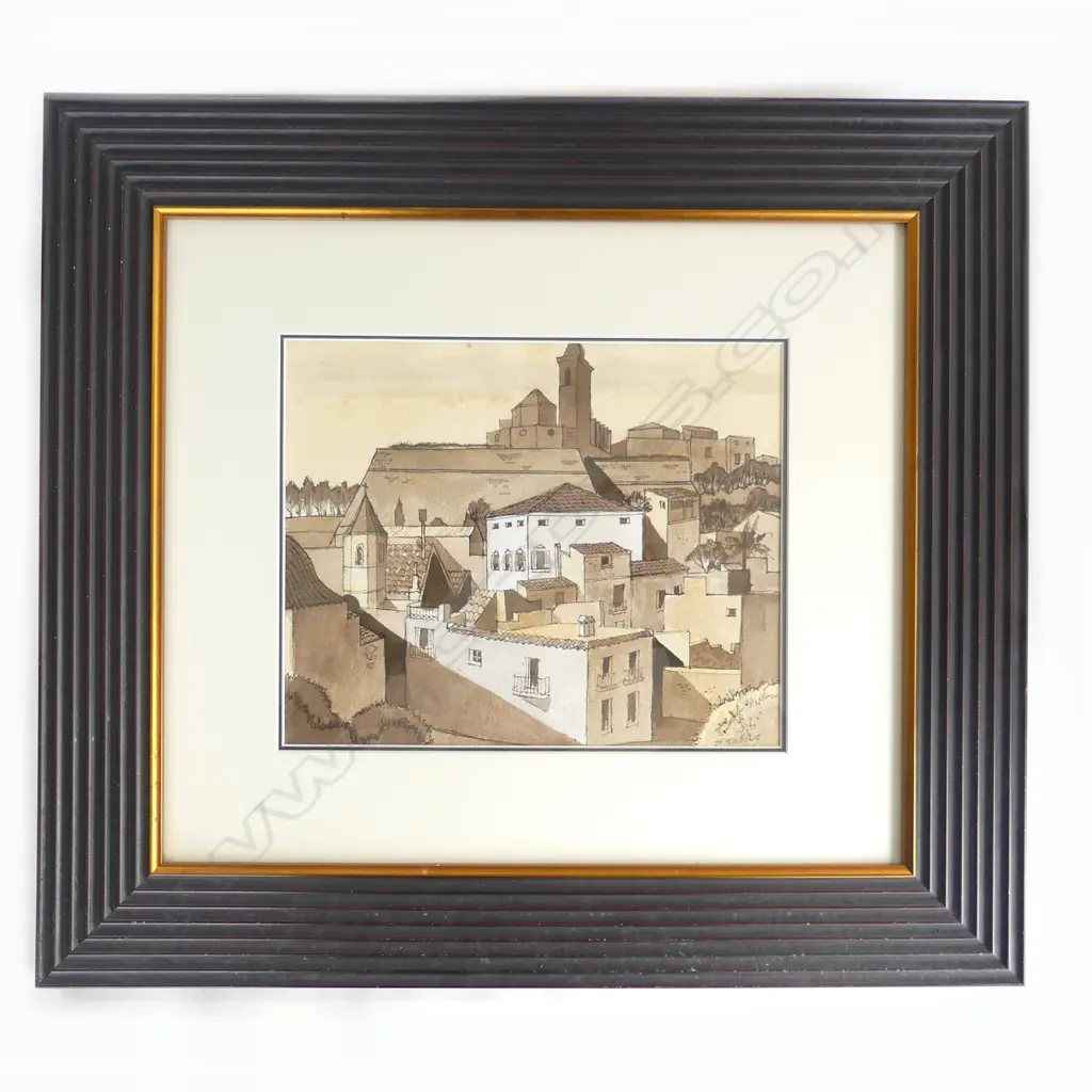 RON STENBURG (1919-2017) 'SPAIN', W/C & INK ON PAPER, signed, 260 x 320mm Image 1++