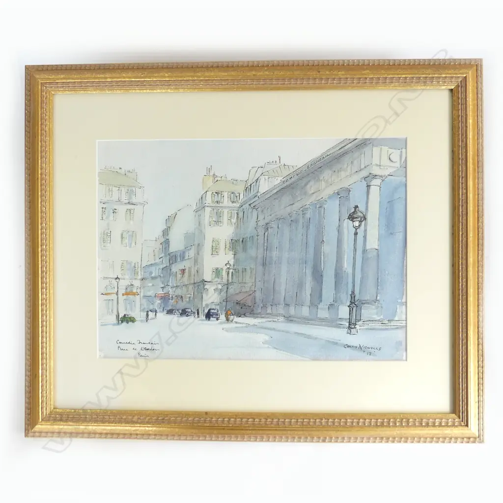 COLYN NICHOLLS 'COMEDIA FRANCAIS, PARIS' W/C & INK ON PAPER, signed and inscribed, 270 x 380mm Image 1++