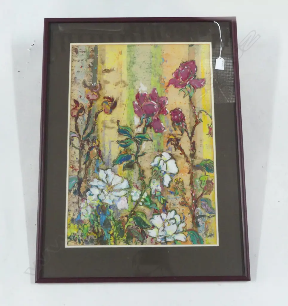 PASTEL & GOUACHE FLORAL ARTWORK, SIGNED 560x390mm  Image 1++