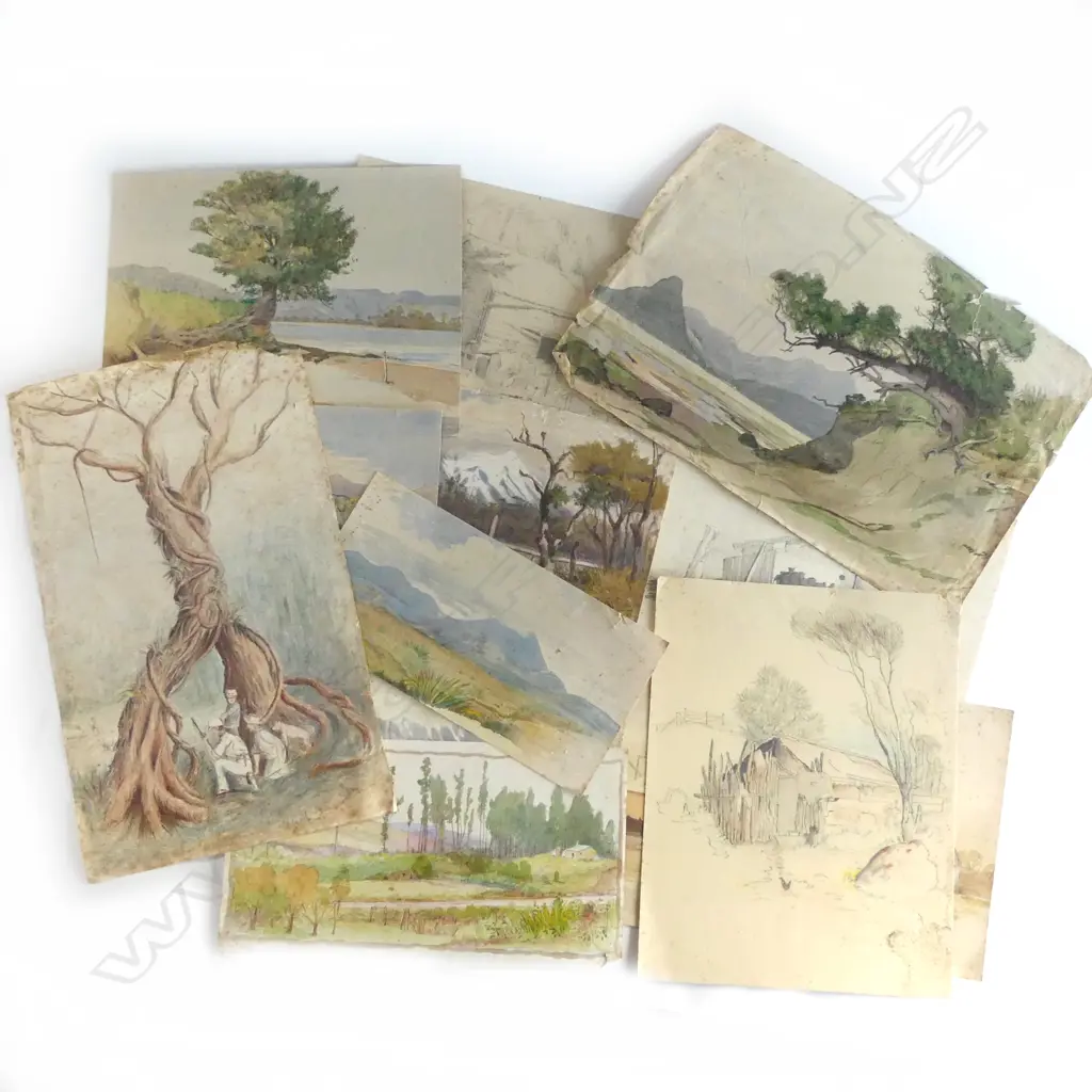 ASSTD TREVOR LLOYD WATERCOLOUR AND PENCIL SKETCHES (foxed) Image 1++