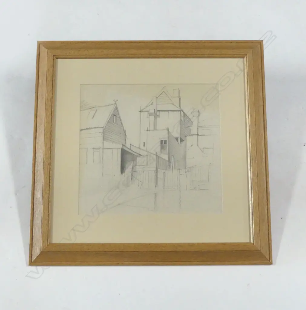 JOHN WEEKS BACKYARDS GRAFTON SCENE PENCIL 285MM X 300MM ex. Weeks estate auction Image 1++