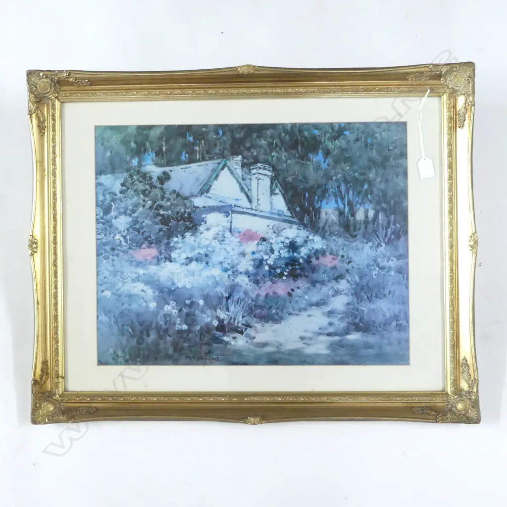 MARGARET STODDART 'OLD HOUSE, DIAMOND HARBOUR' WC PRINT 410x530mm Image 1++
