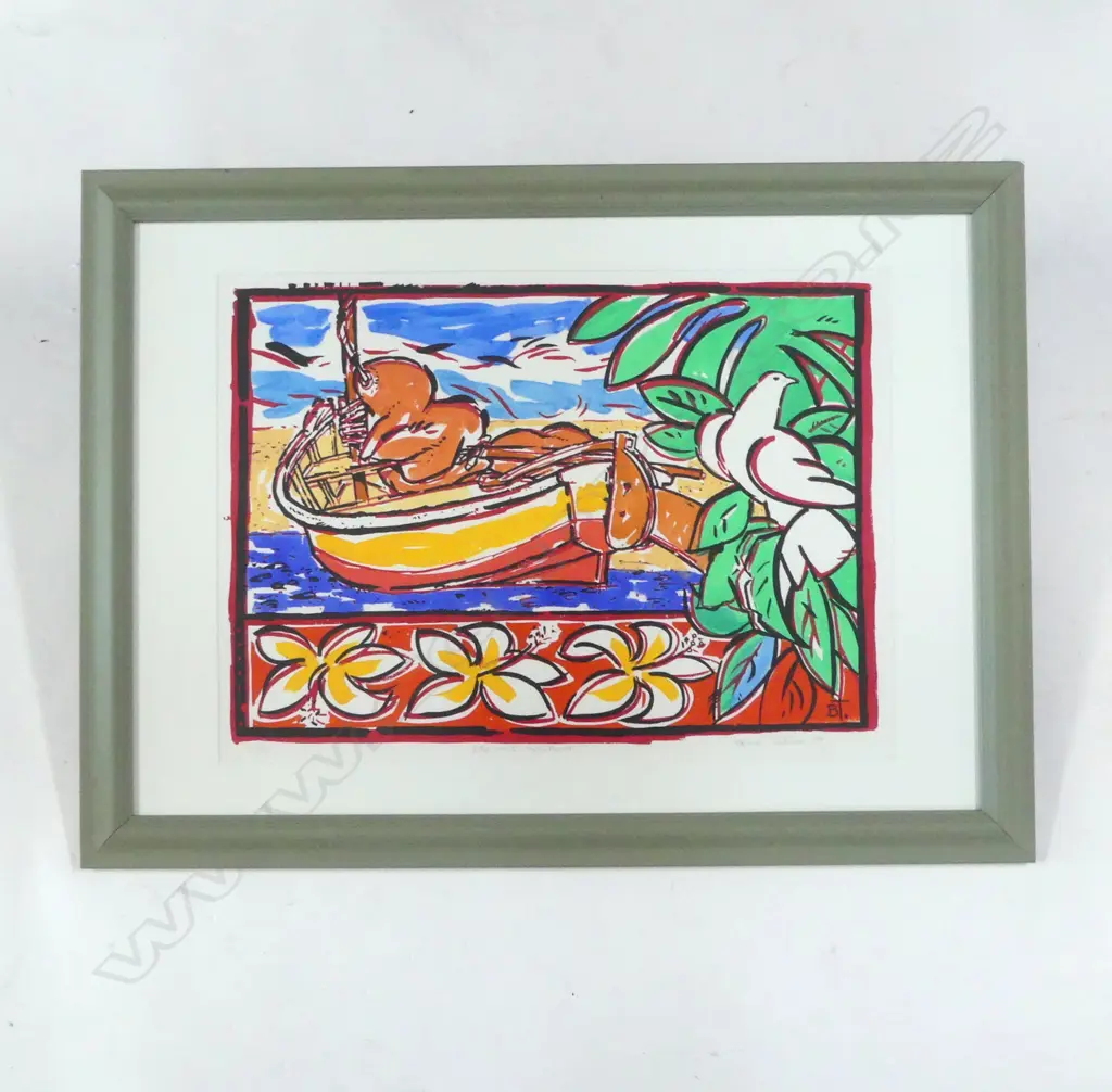 BRUCE TRELOAR LITHOGRAPH BIRD AND SAILBOAT 27/75 1989 385MM X 550MM Image 1++