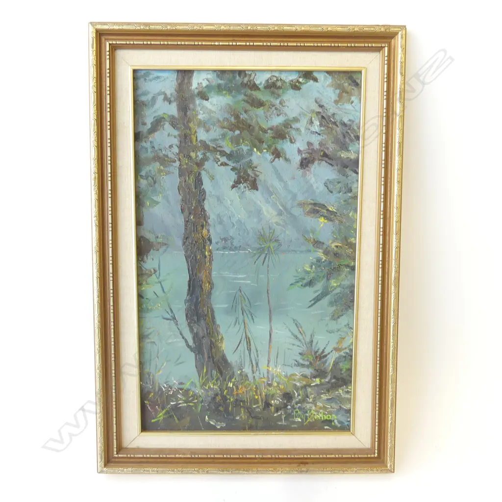 OIL ON BOARD LAKE GUNN SOUTHLAND NZ SIGNED RAY MELHOP Image 1++