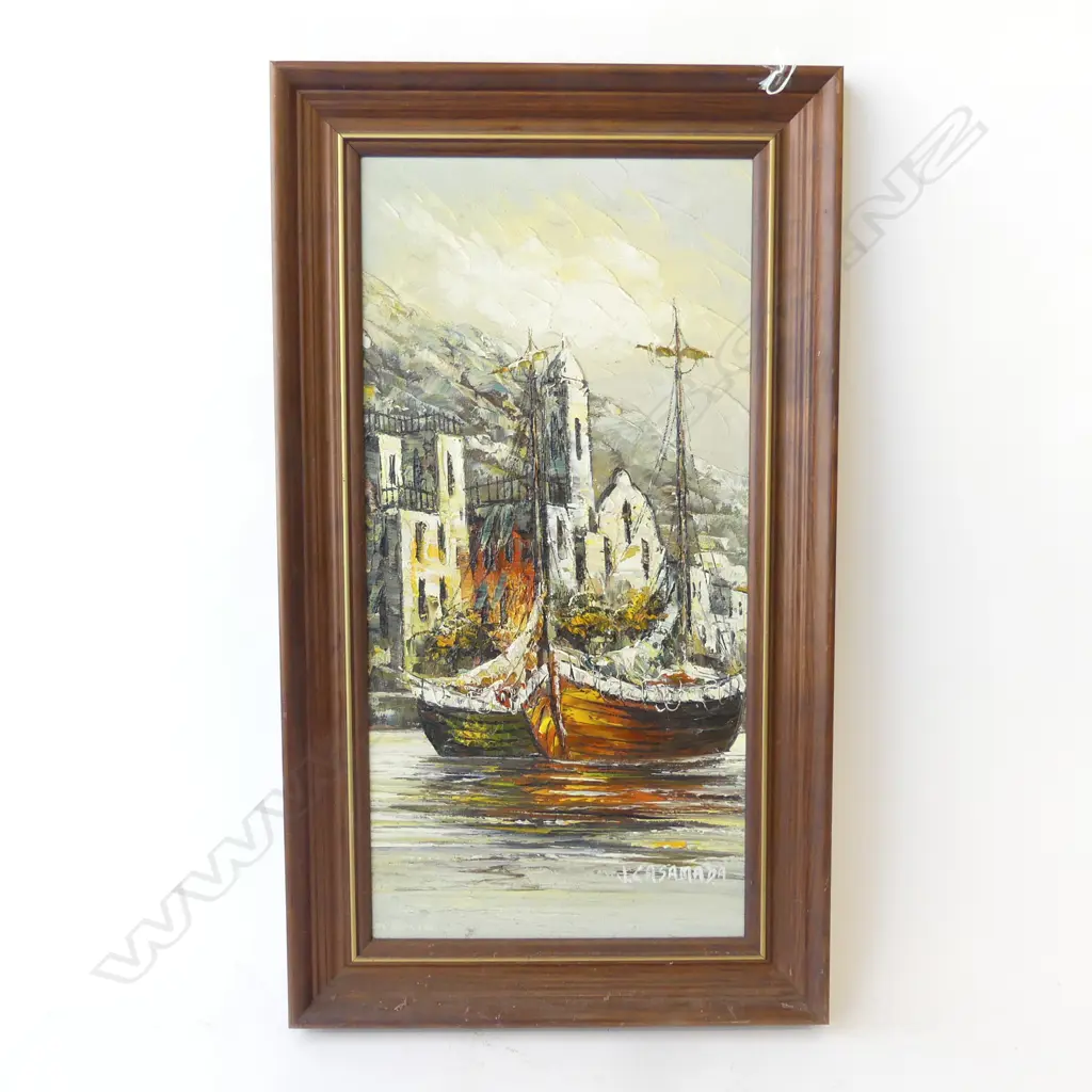J.CASANDRA  ADRIATIC FISHING BOATS OIL ON BOARD SIGNED 730 x 420MM Image 1++