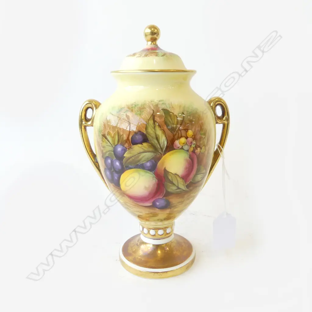 AYNSLEY ORCHARD GOLD LIDDED URN VASE (JONES) H.215mm Image 1++